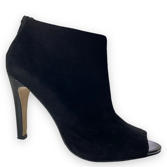 JULIANNE Hough for Sole Society Angela Black Suede Peep Toe Booties - Picture 8 of 16
